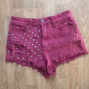High Rise Cheeky Studded Shorts